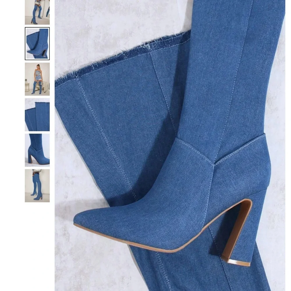 🌸SS7 - Stylish Blue Over-the-Knee Boots💙